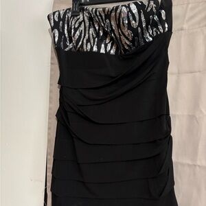 City Triangles Black and Silver Strapless Dress